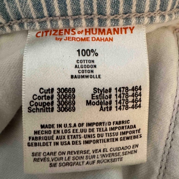 Citizens Of Humanity Blue & White Railroad style jeans with splatters - Sz 28 - Picture 5 of 14